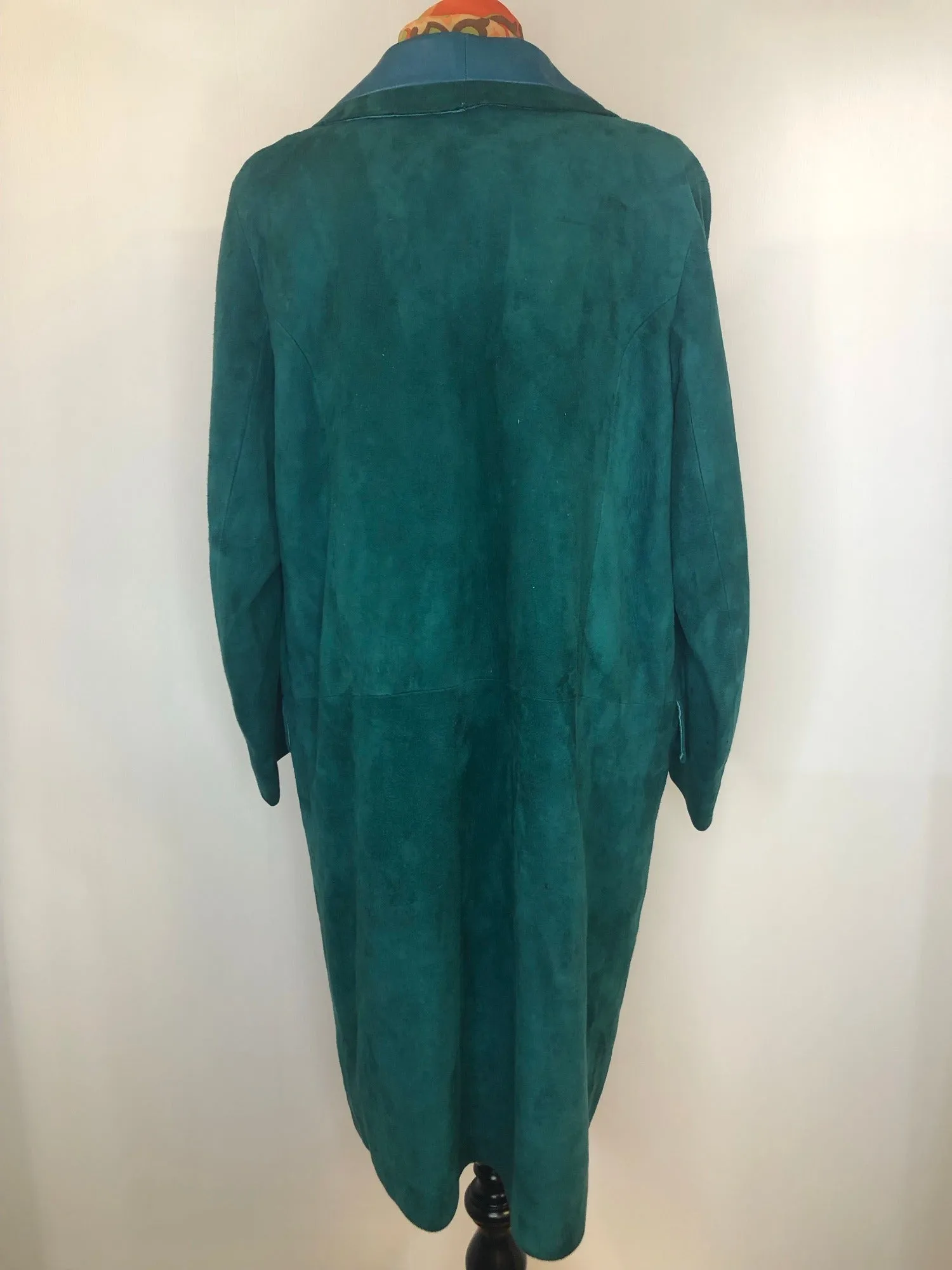 1960s Suede Coat in Green - Size UK 14