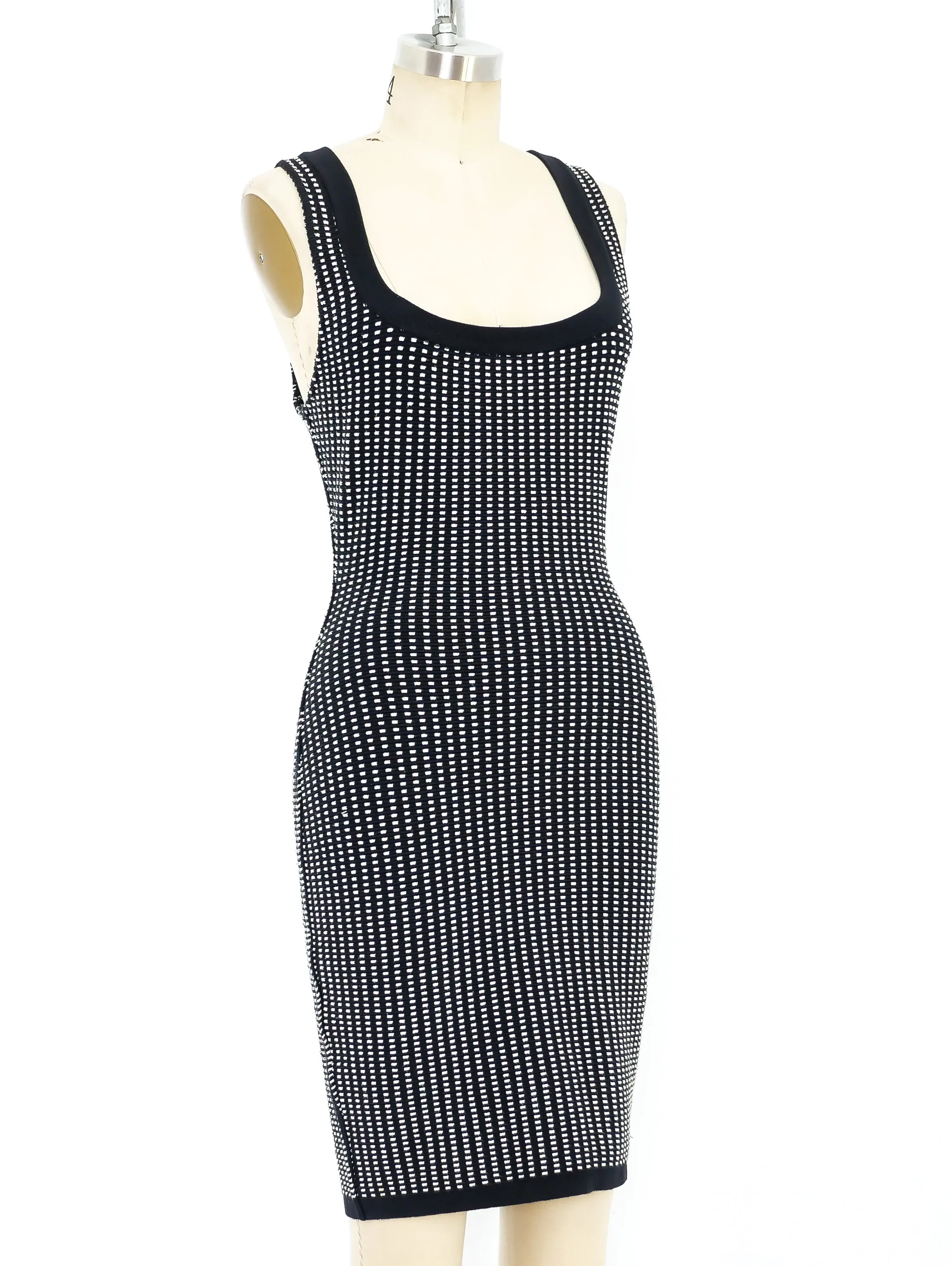 1991 Alaia Black and White Knit Tank Dress