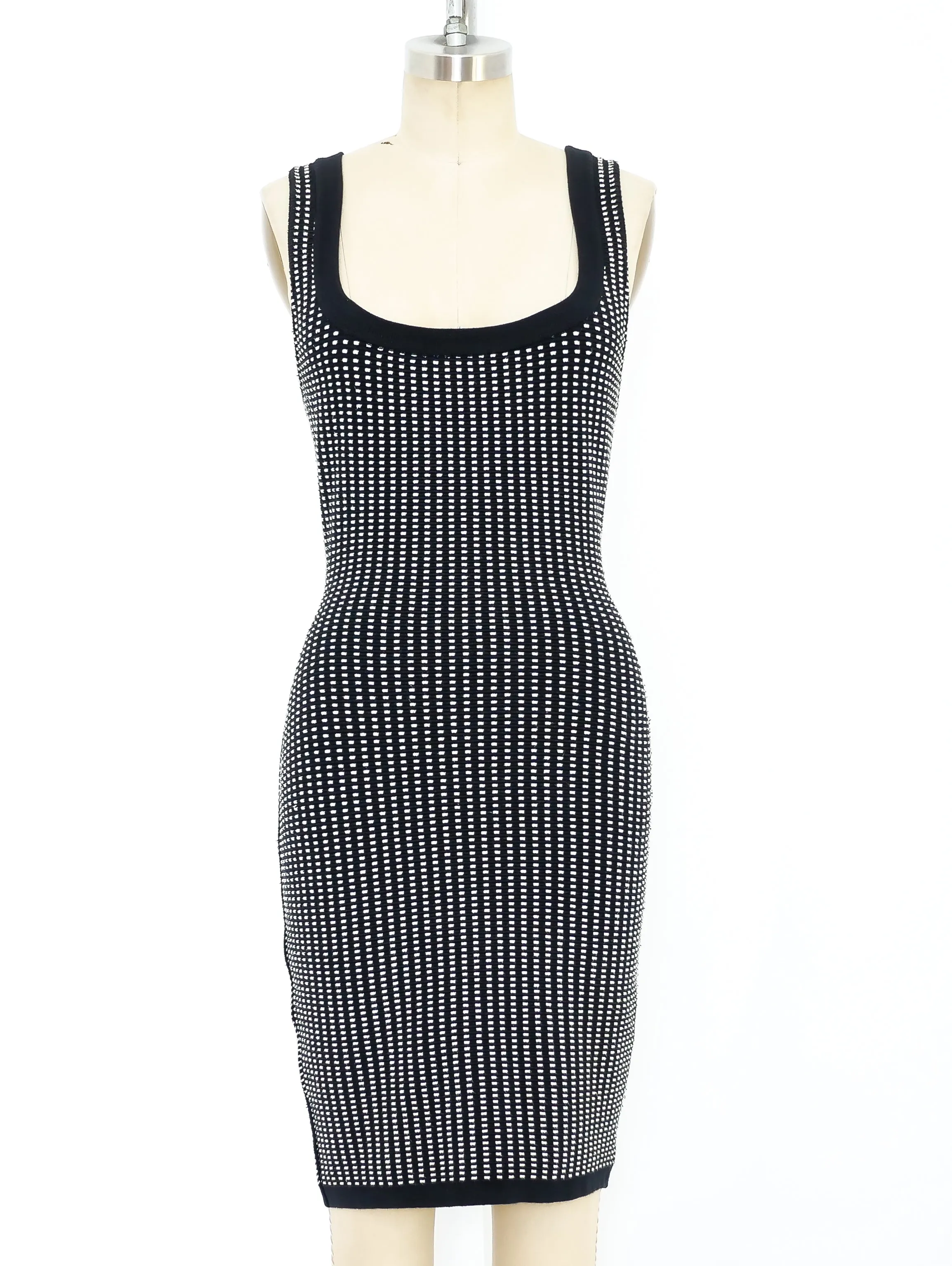 1991 Alaia Black and White Knit Tank Dress