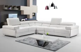2119 White Convertible Configuration Sectional, Top Grain leather
