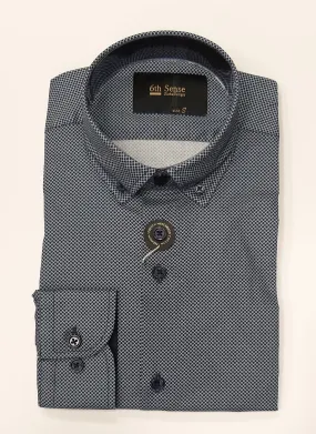 6th Sense BD Gold Print Long Sleeve Shirt #32 - Navy