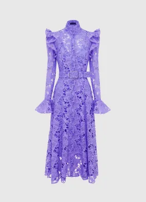 Aliyah Lace Butterfly Sleeve Midi Dress - Lavender