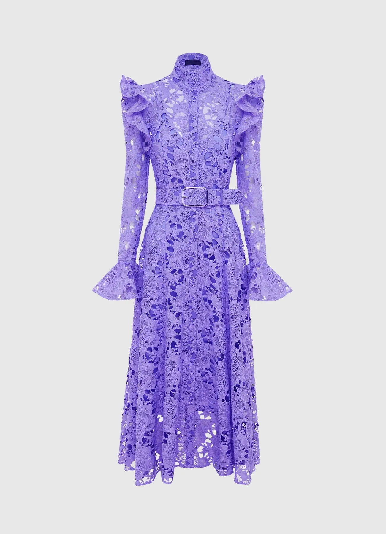 Aliyah Lace Butterfly Sleeve Midi Dress - Lavender