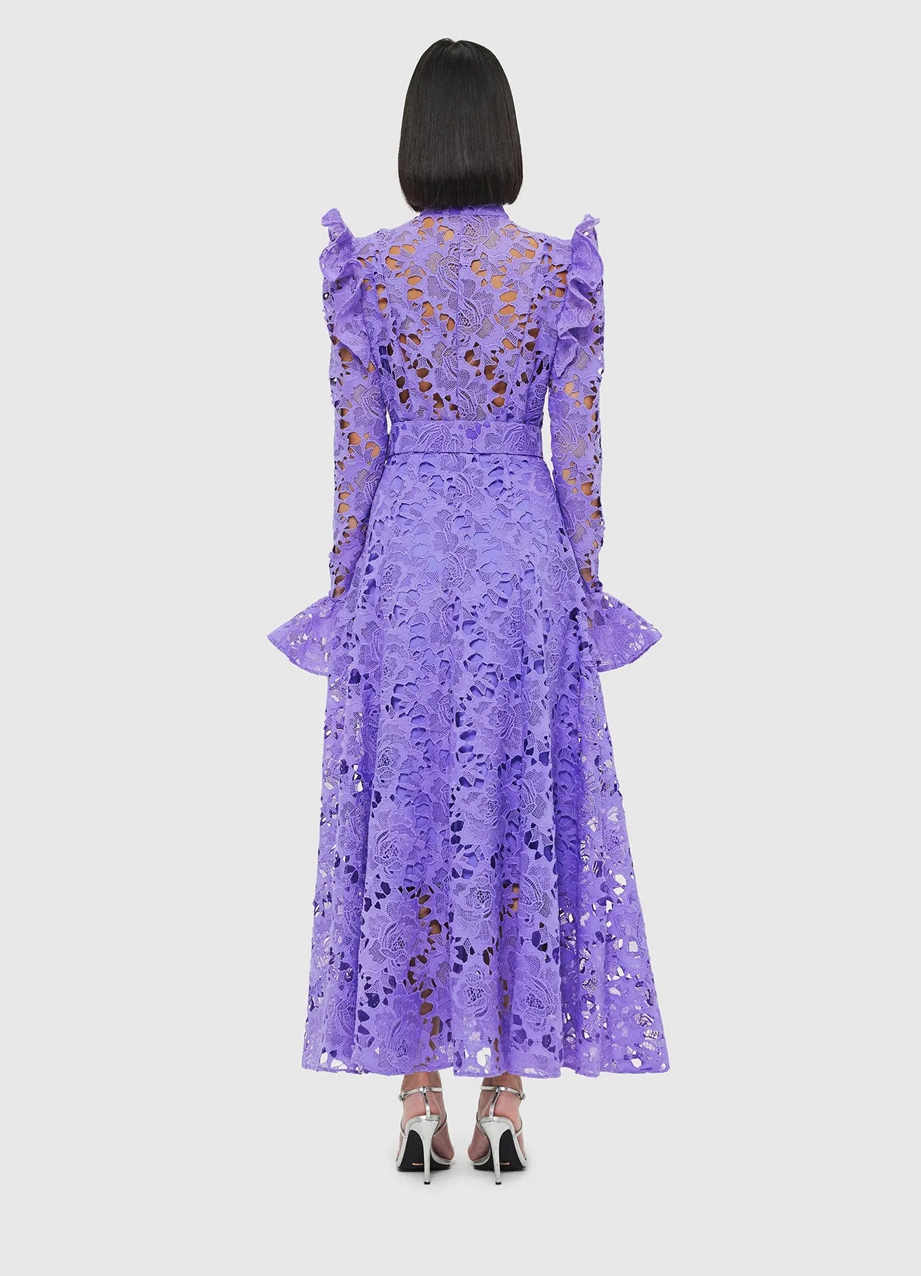 Aliyah Lace Butterfly Sleeve Midi Dress - Lavender