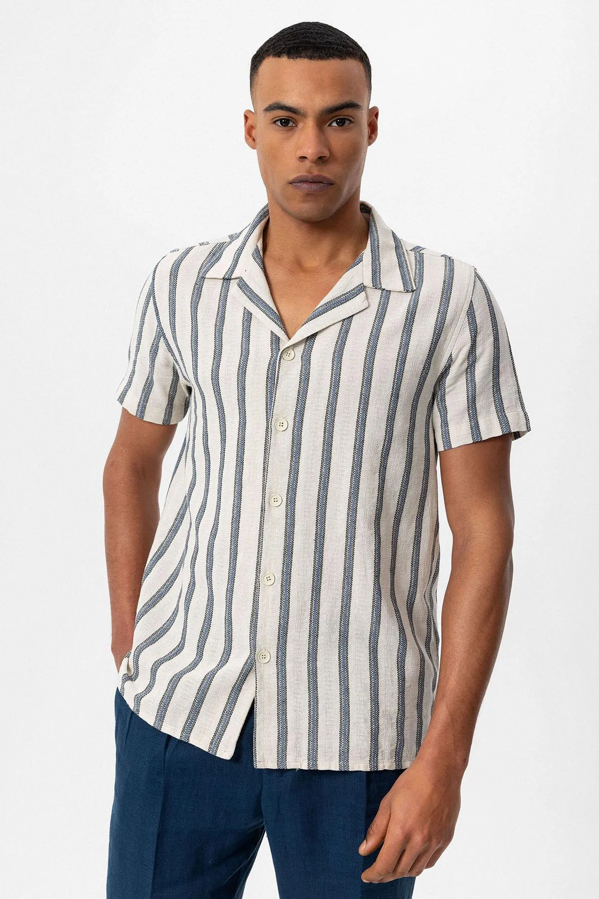 ANT Camp  Collar Striped Men's Shirt - Mount Vernon
