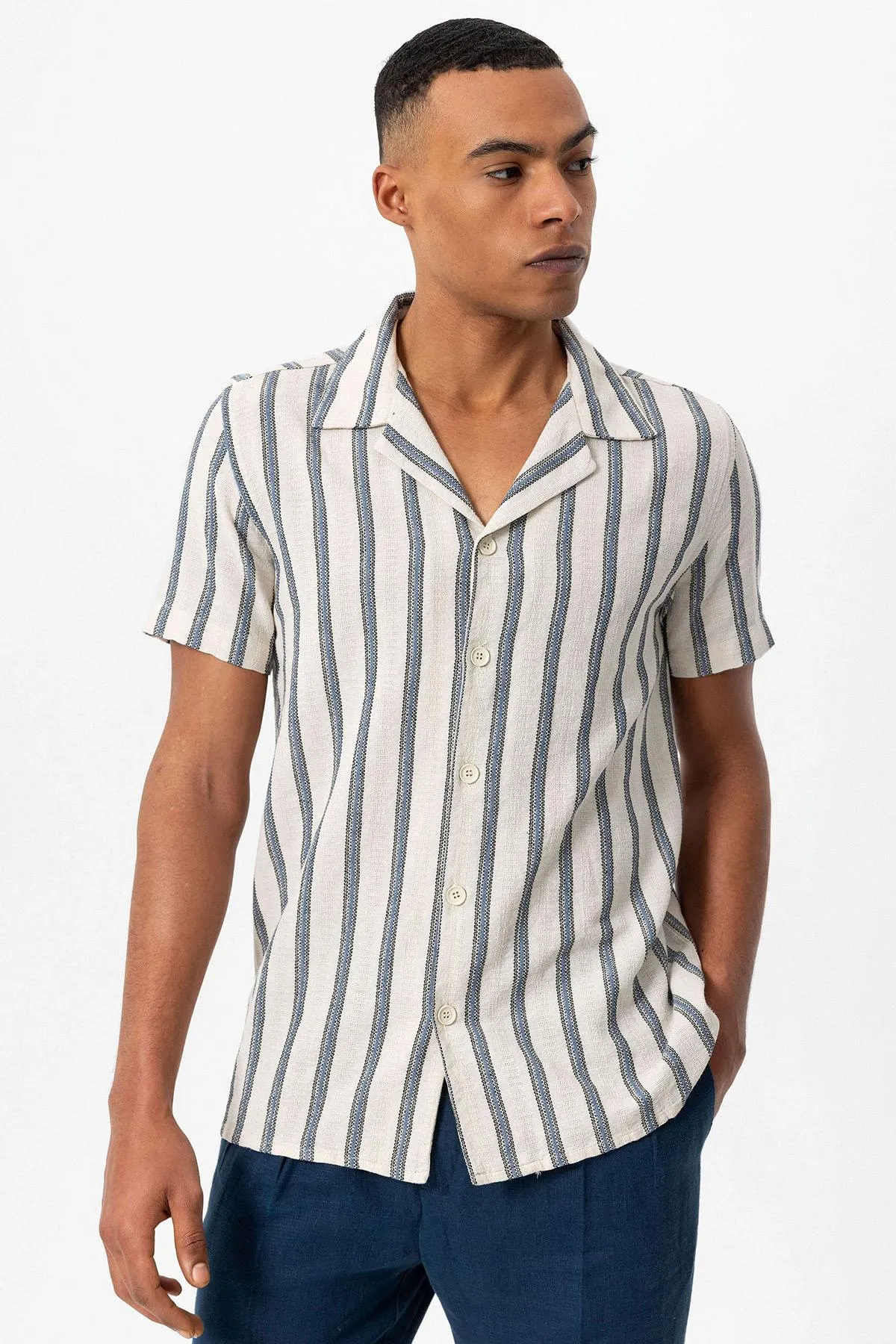ANT Camp  Collar Striped Men's Shirt - Mount Vernon