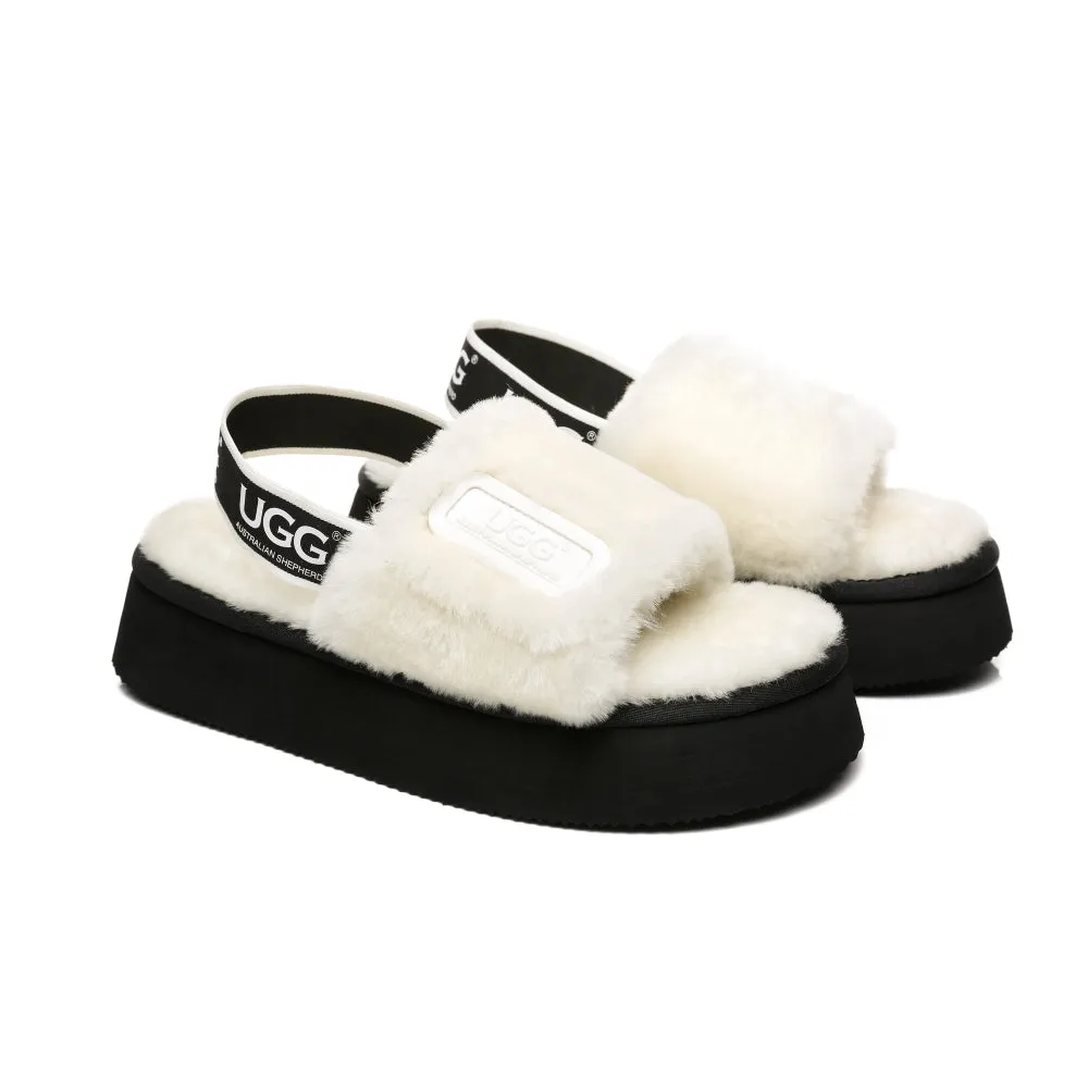 Australian Shepherd® Women Platform Fluffy Slide Poppin