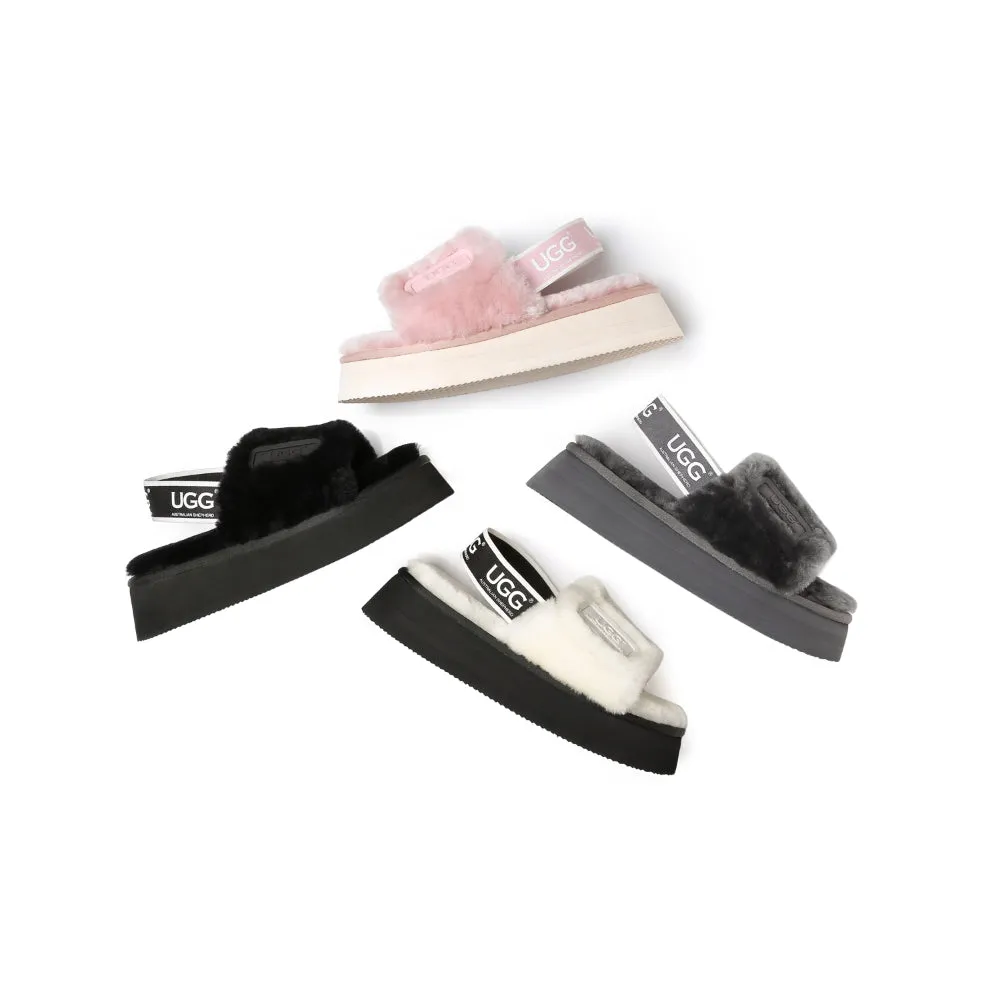 Australian Shepherd® Women Platform Fluffy Slide Poppin