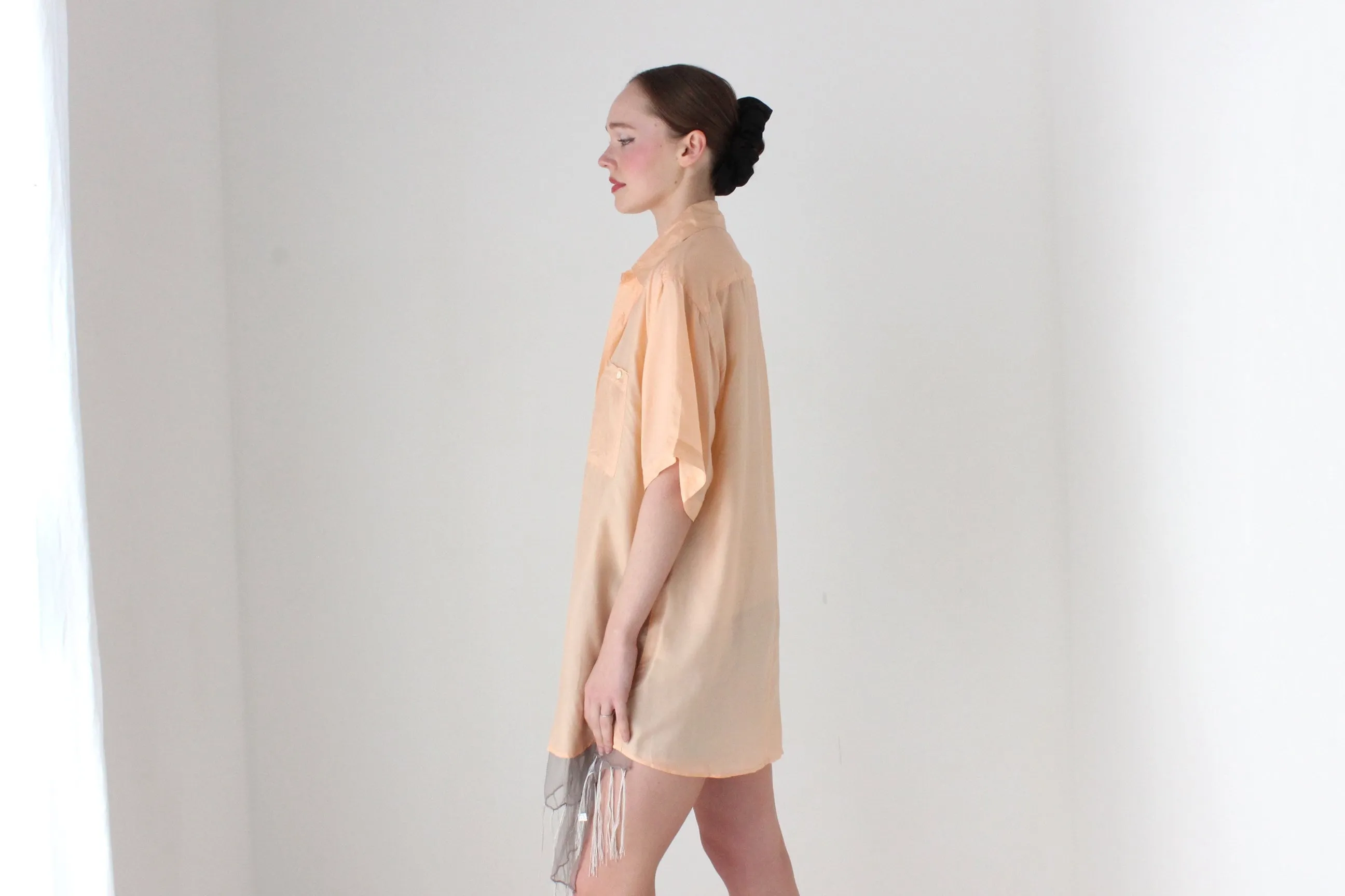 BALLETCORE 80s PURE SILK Ballet Pink Boxy Shirt