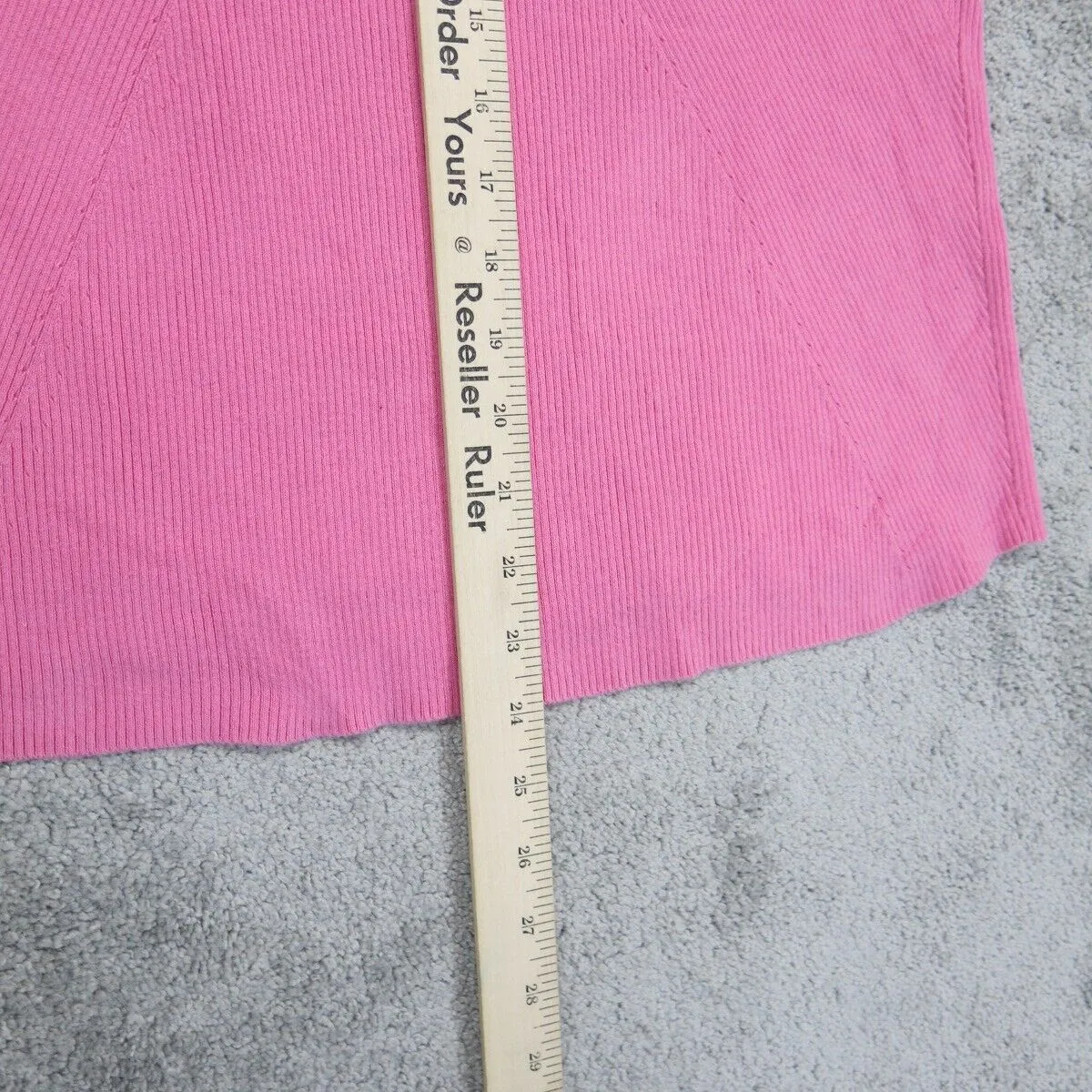Banana Republic Womens Classic Ribbed Knit T Shirt Cap Sleeves V Neck Pink SZ XL
