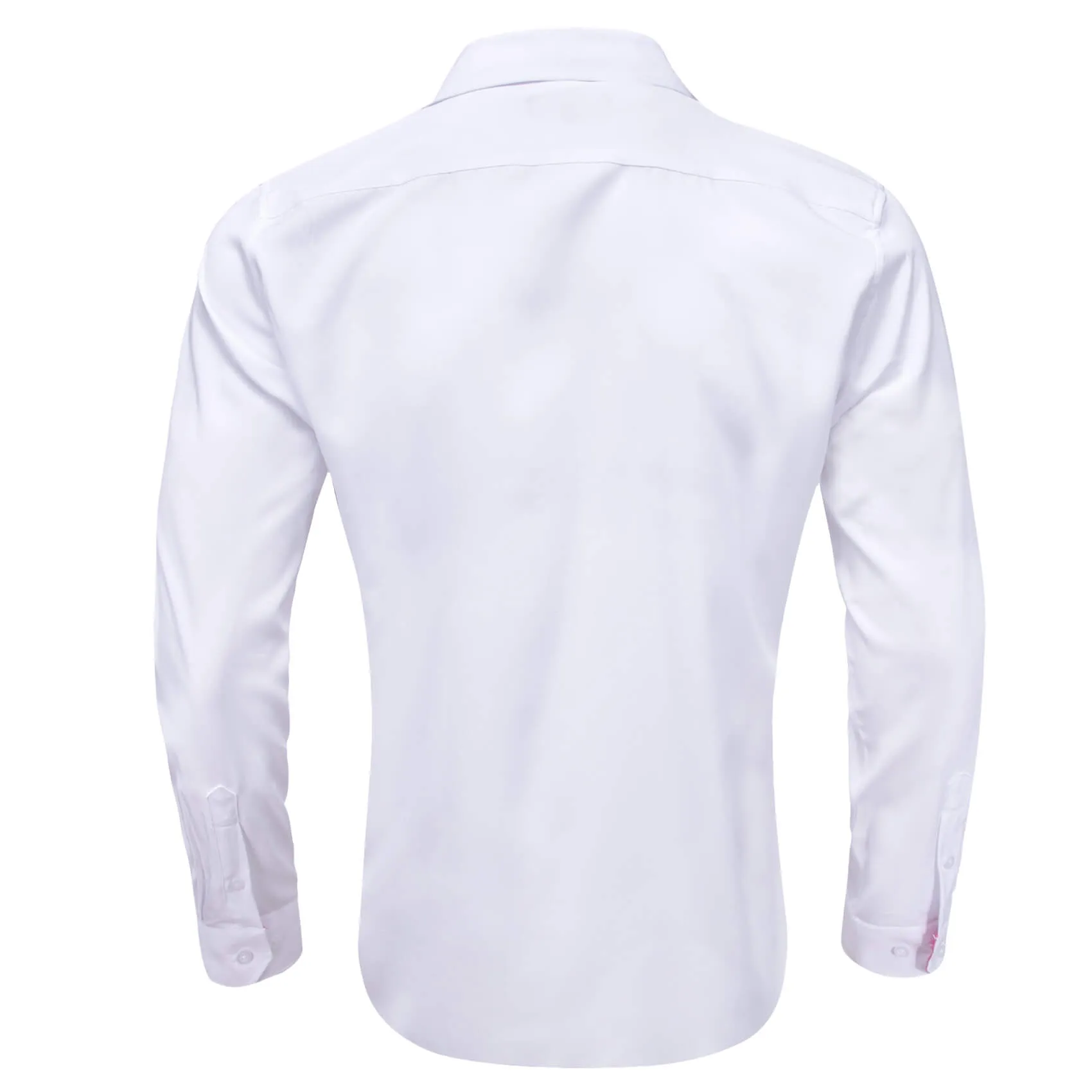 Barry Wang Splicing Shirt White Rose Pink Paisley Men's Long Sleeve Shirt