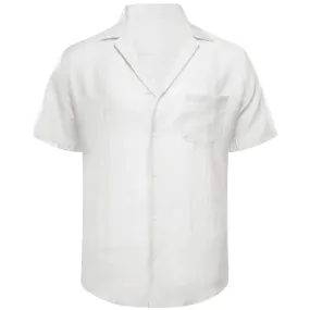 Barry Wang White Shirt Button Down Short Sleeve Solid Mens Dress Shirt