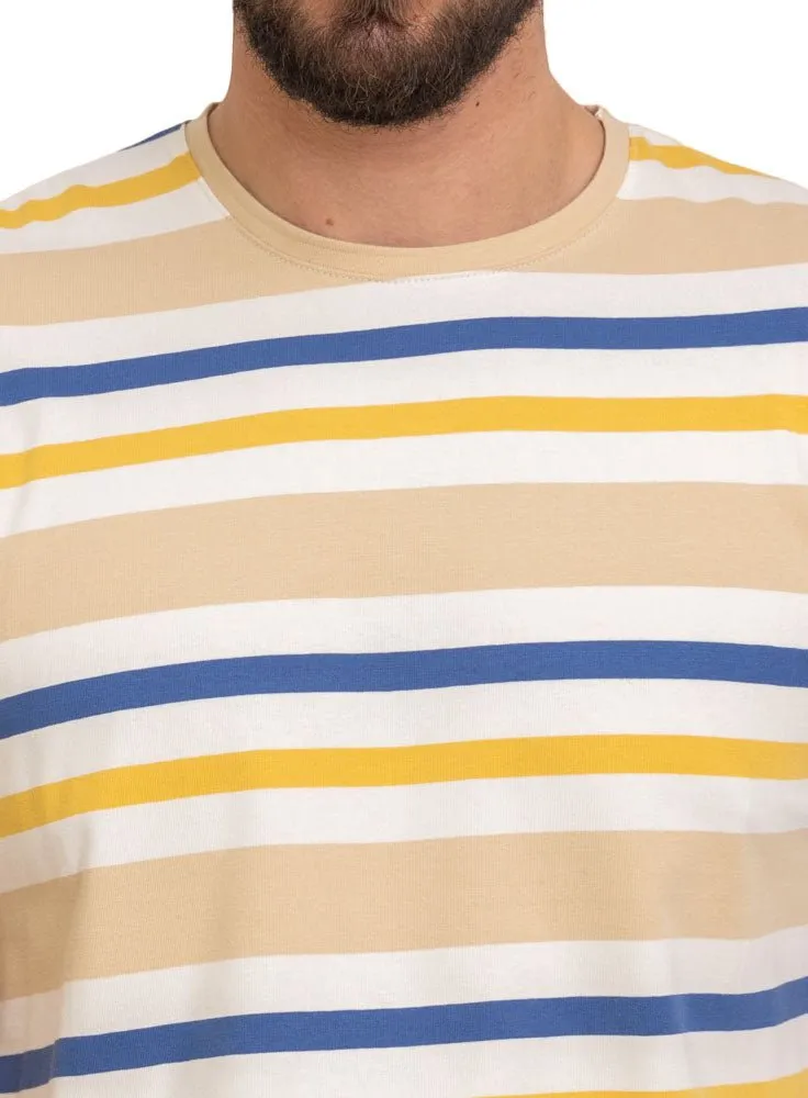 Beige Striped Round T-shirt