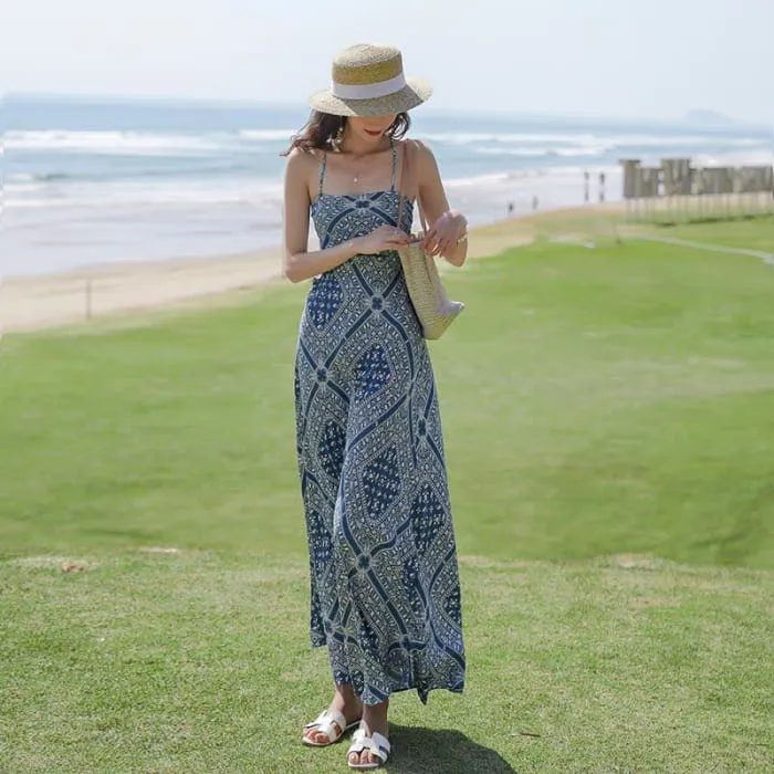 Bell Sleeve Cardigan Blue Floral Print Slip Dress Set