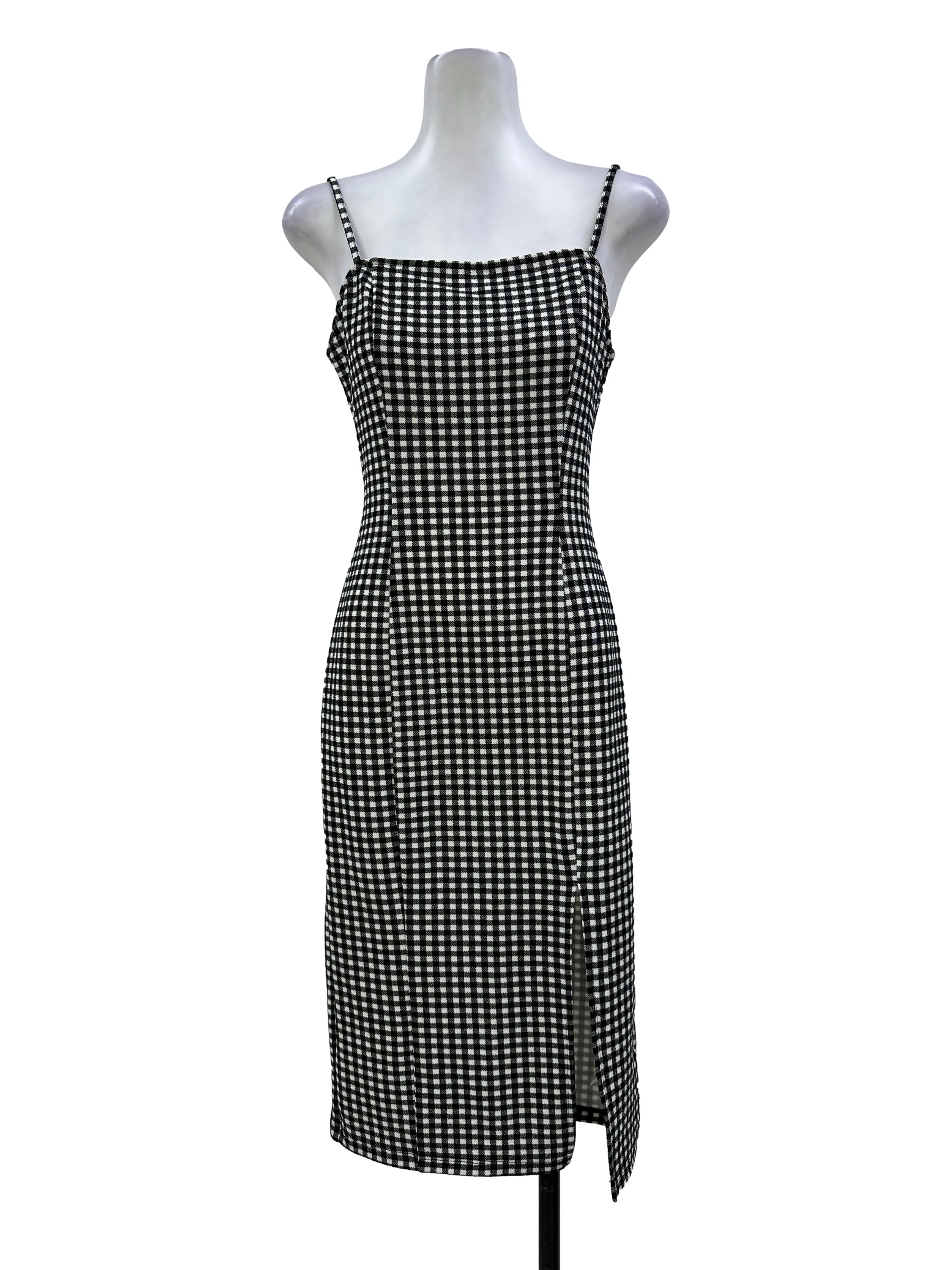 Black & White Gingham Slip Dress