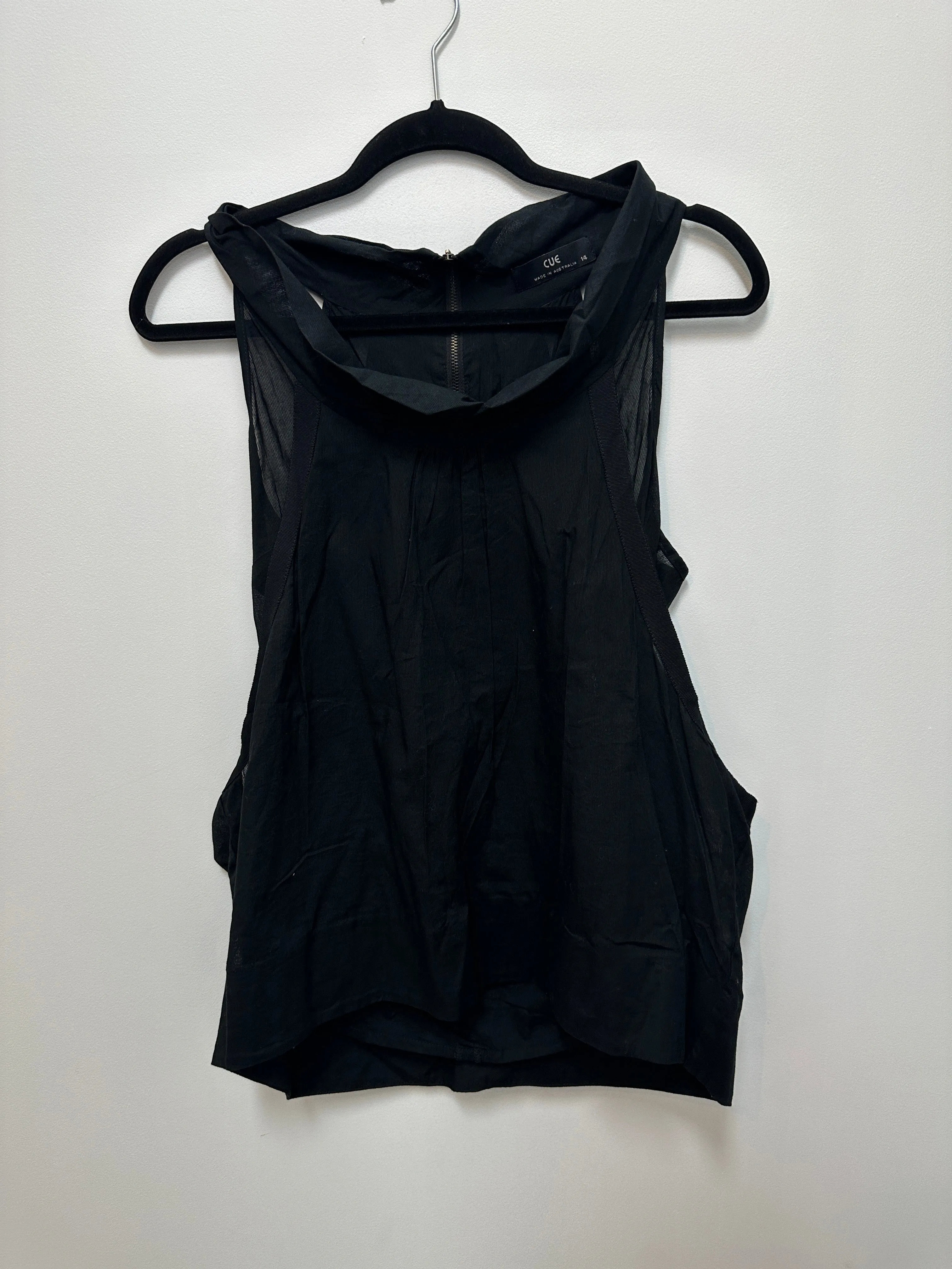Black Drape Neck Double Layer Top