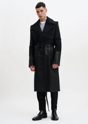 Black Faux Leather Condom Trench Coat