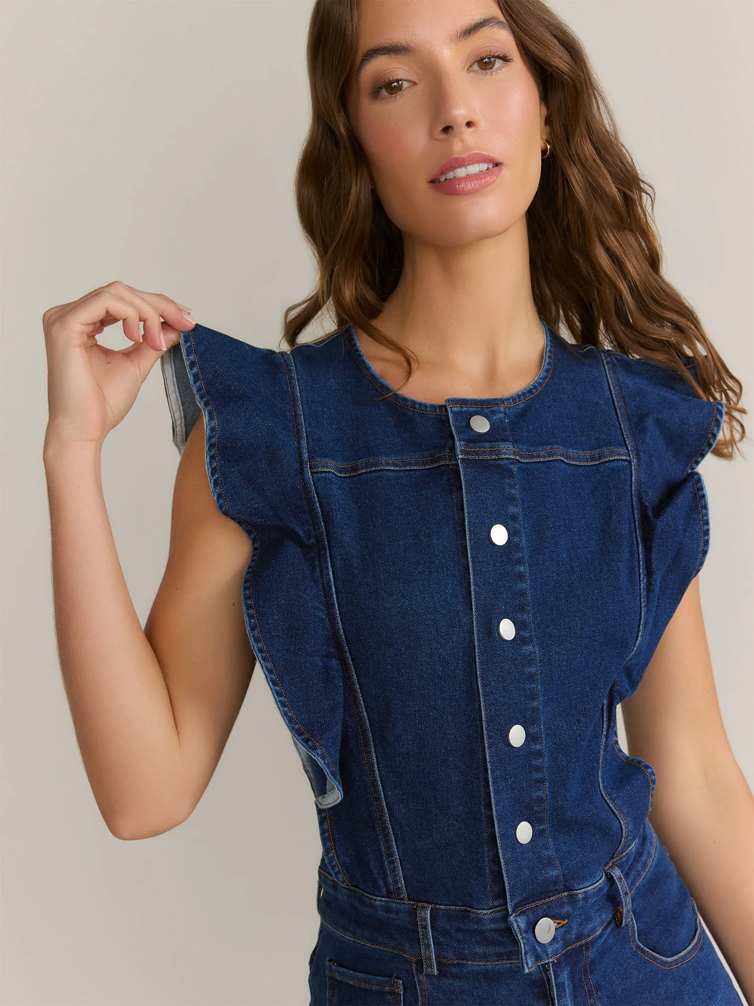 Blue B Ruffle Sleeve Flared Leg Jumpsuit - Brands We Love
