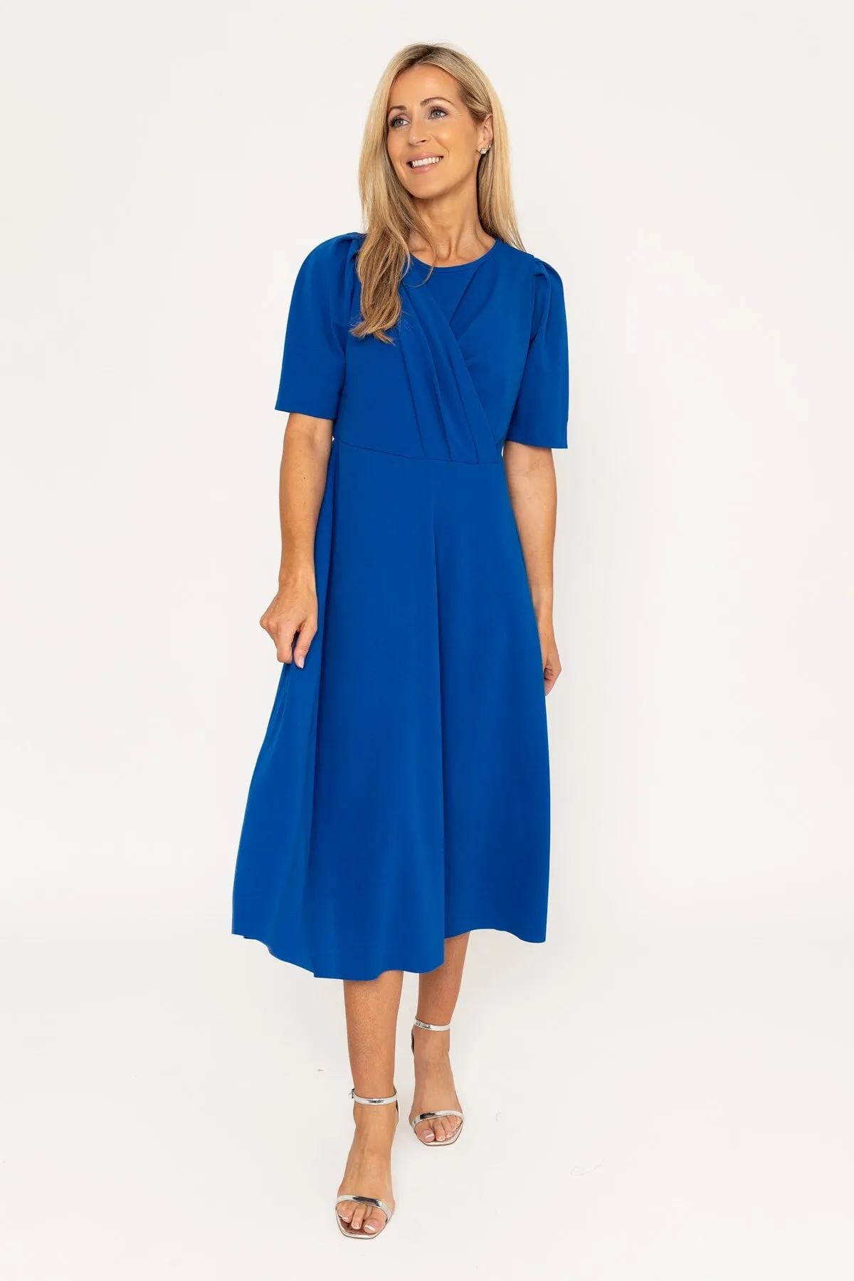Blue Short Sleeve Kate Midi Dress