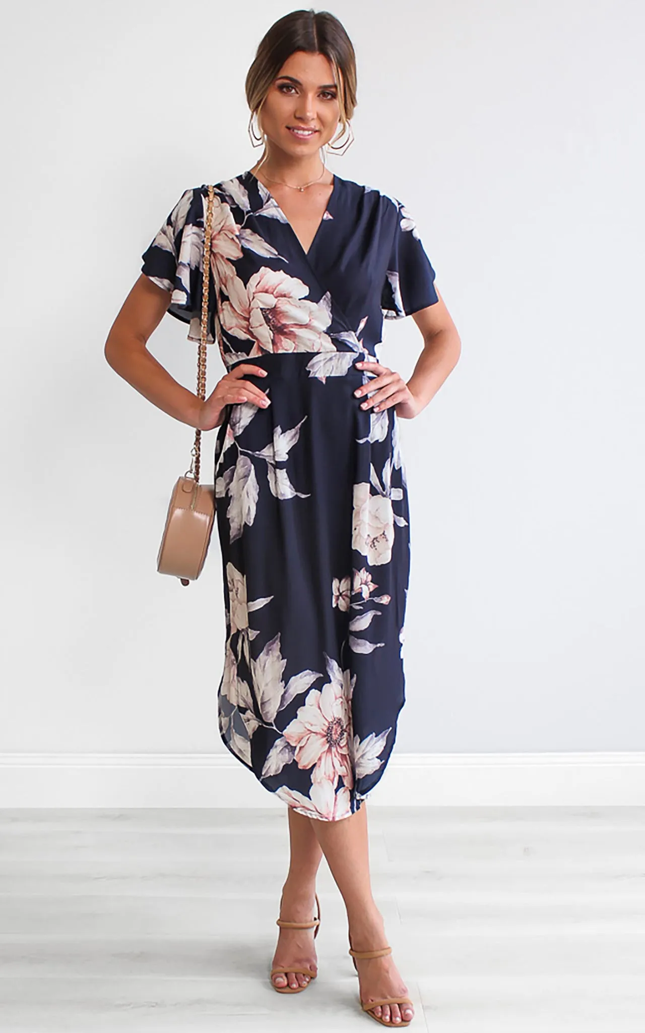 Brandy Midi Dress - Navy Floral