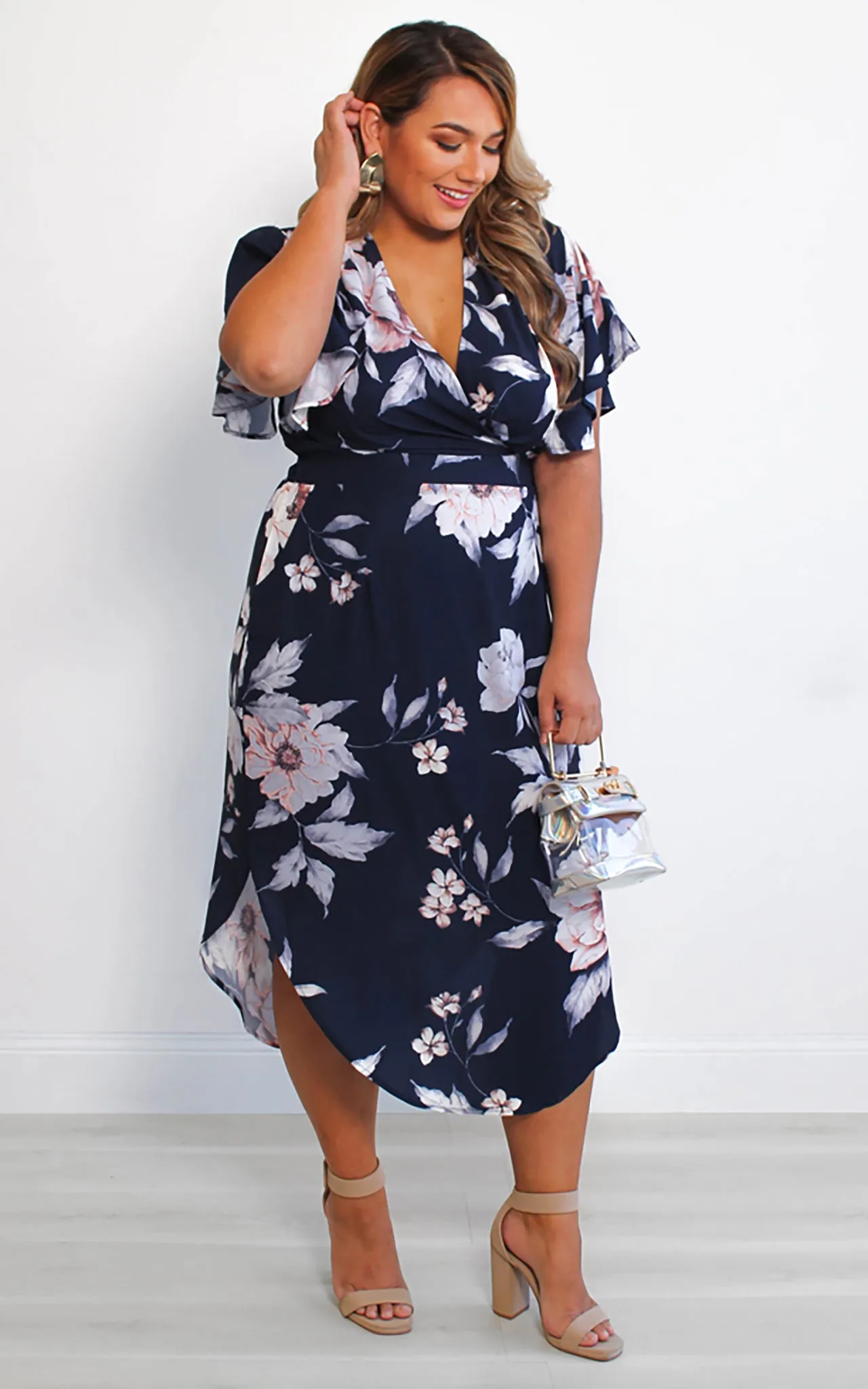 Brandy Midi Dress - Navy Floral