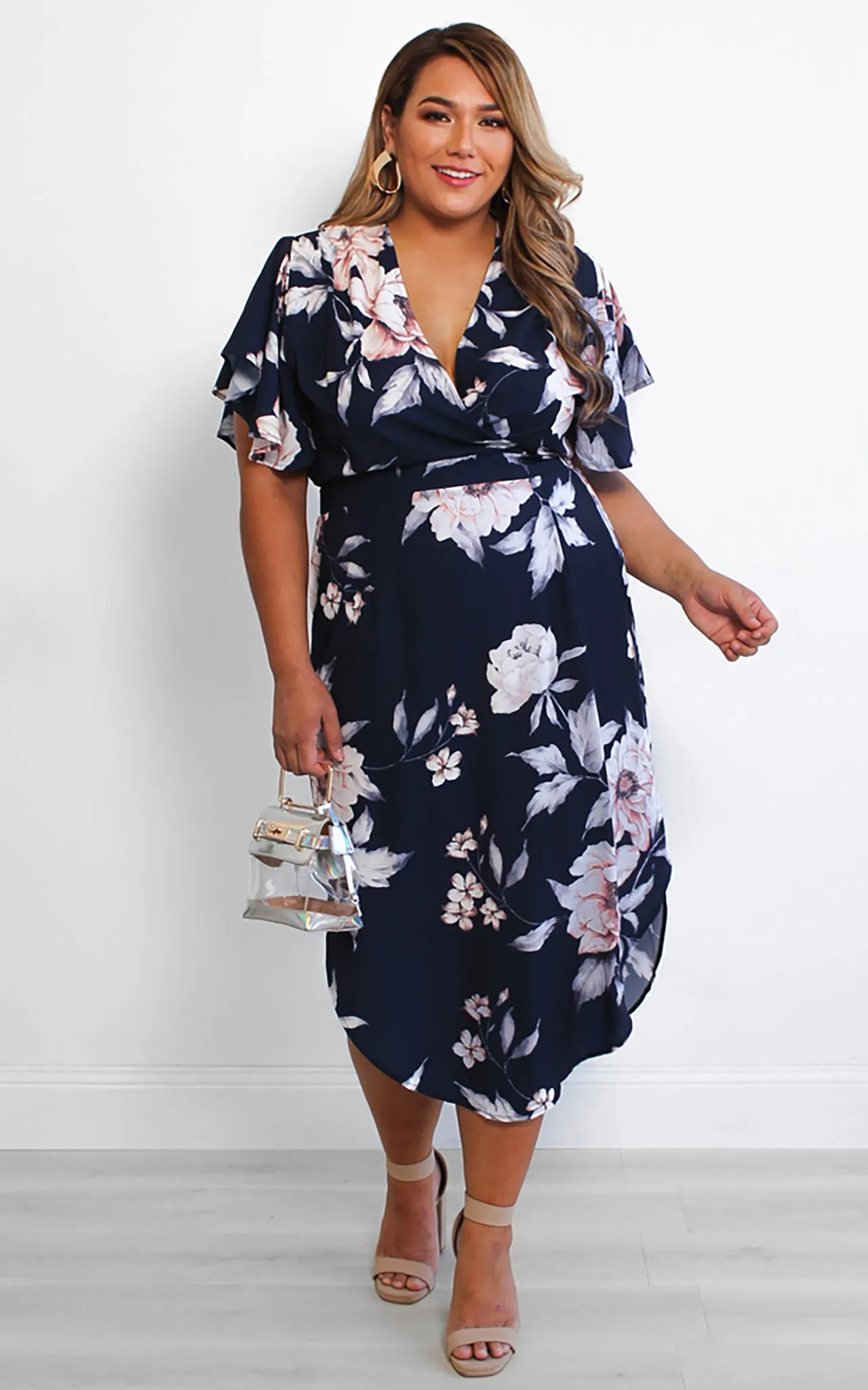 Brandy Midi Dress - Navy Floral