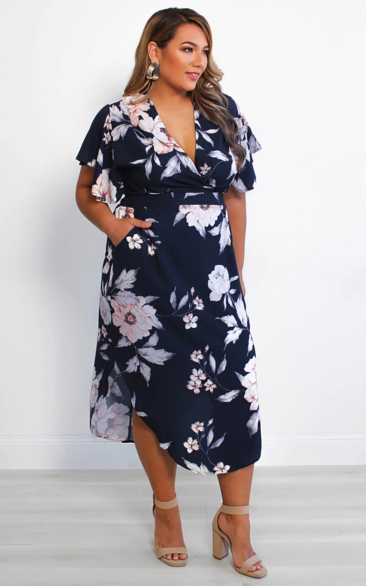 Brandy Midi Dress - Navy Floral