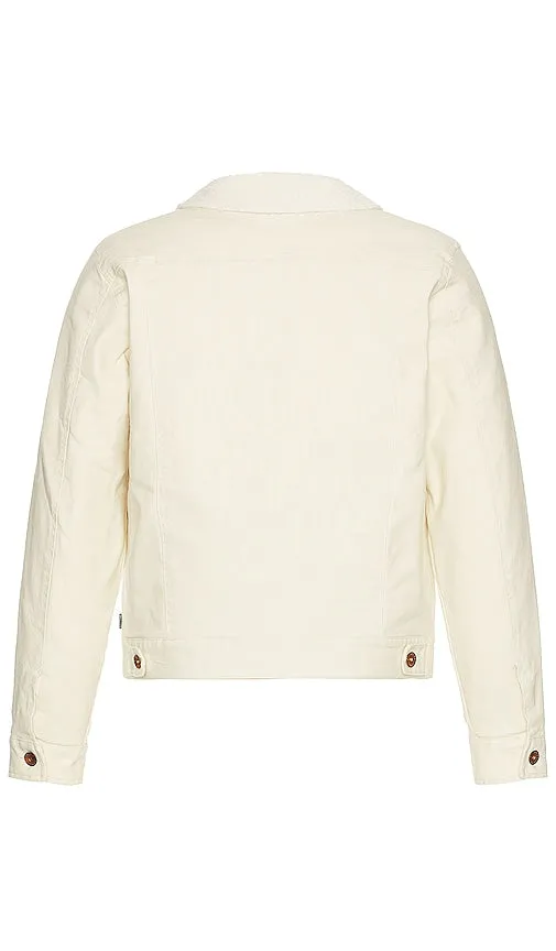 Brixton Builders Cable Stretch Sherpa Lined Trucker Jacket in Cream