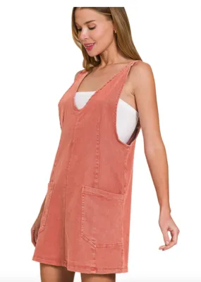 Cabernet Denim Overall Dress