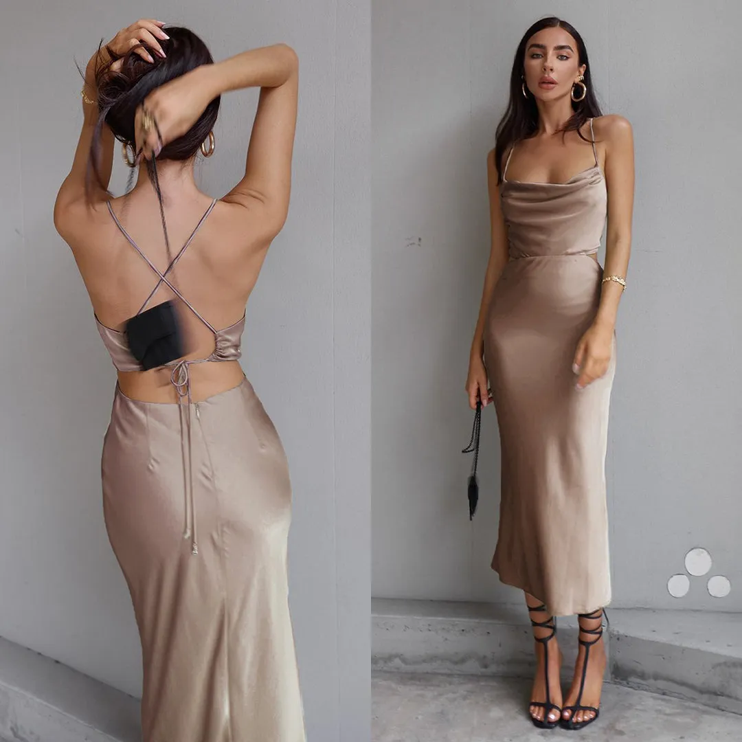 Charis Slip Dress - Taupe