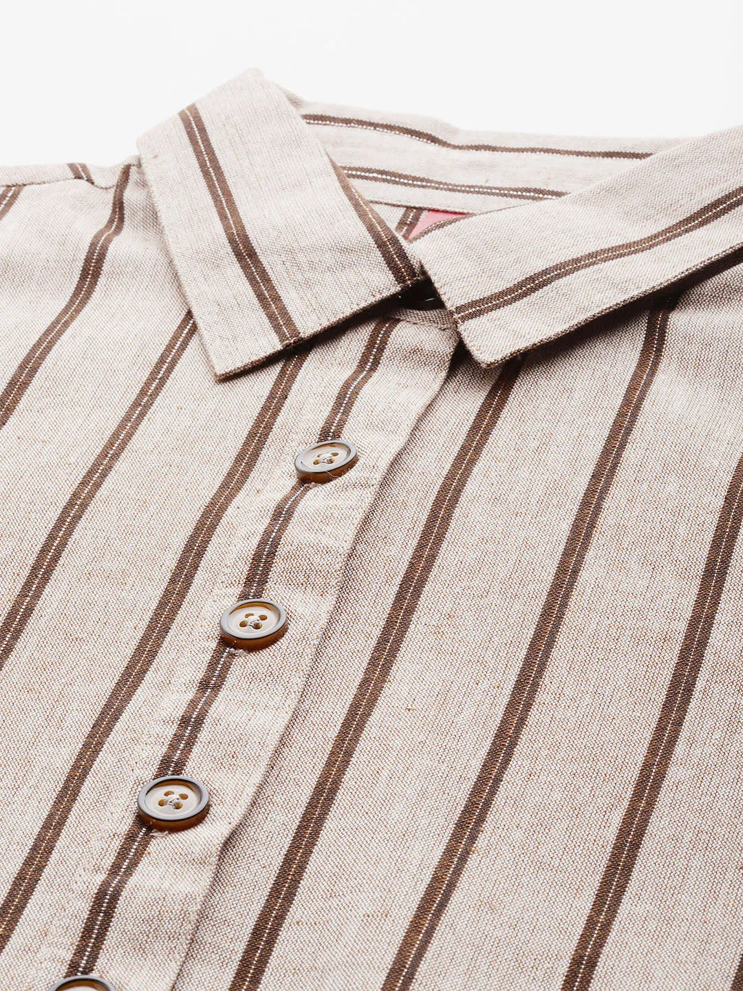 Cottinfab Women Brown Striped Shirt Top with Trousers