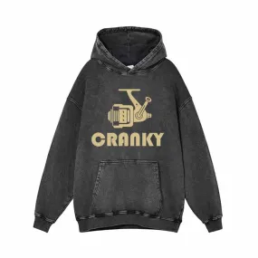 Cranky Fishing Reel Funny Vintage Washed Hoodie