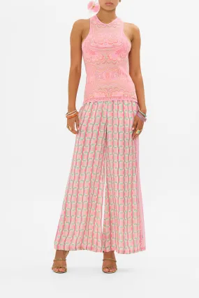 CREW NECK KNIT CAMI TEA WITH TUSCHINSKI