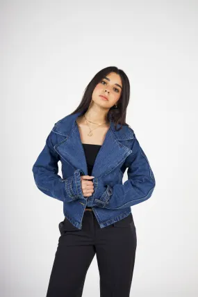 CROPPED DENIM TRENCH COAT