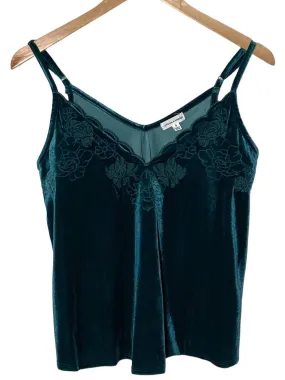 Dark Autumn Teal Embroidered Velvety Camisole
