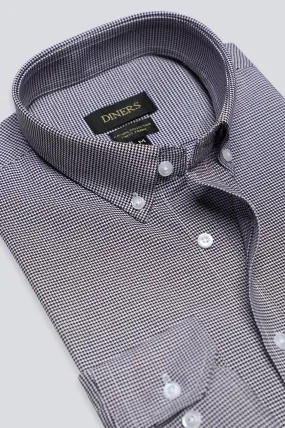 Dark Brown Houndstooth Check Casual Shirt