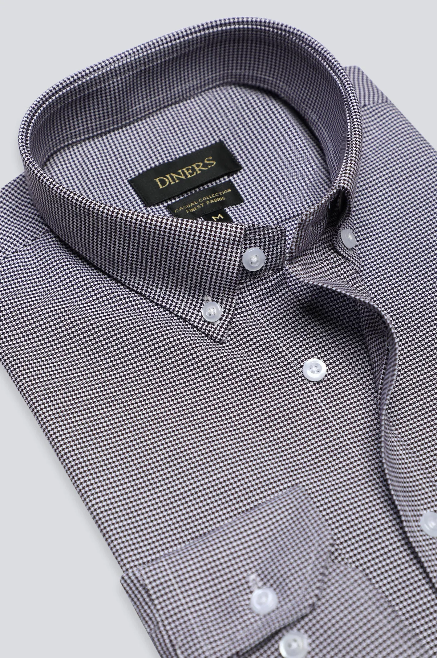 Dark Brown Houndstooth Check Casual Shirt