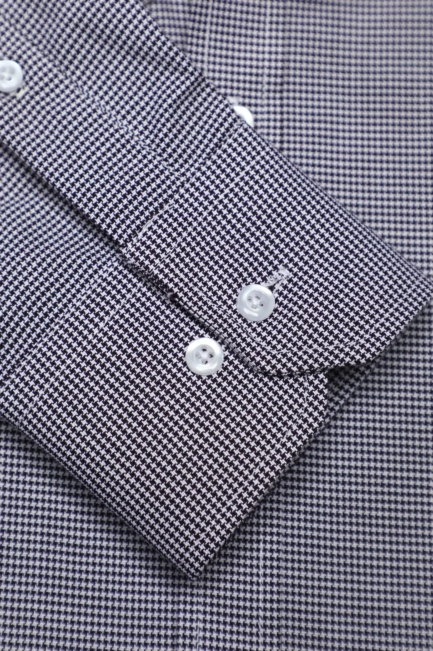 Dark Brown Houndstooth Check Casual Shirt