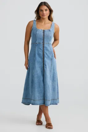 Denim Midi Dress - Blue Denim
