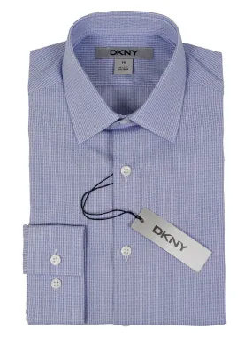 DKNY 24161 100% Cotton Boy's Dress Shirt - Checked - Blue and White