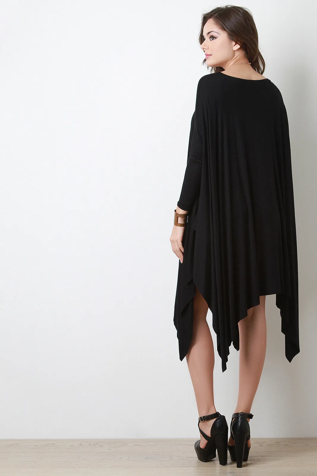 Dolman Sleeve Handkerchief Midi Dress