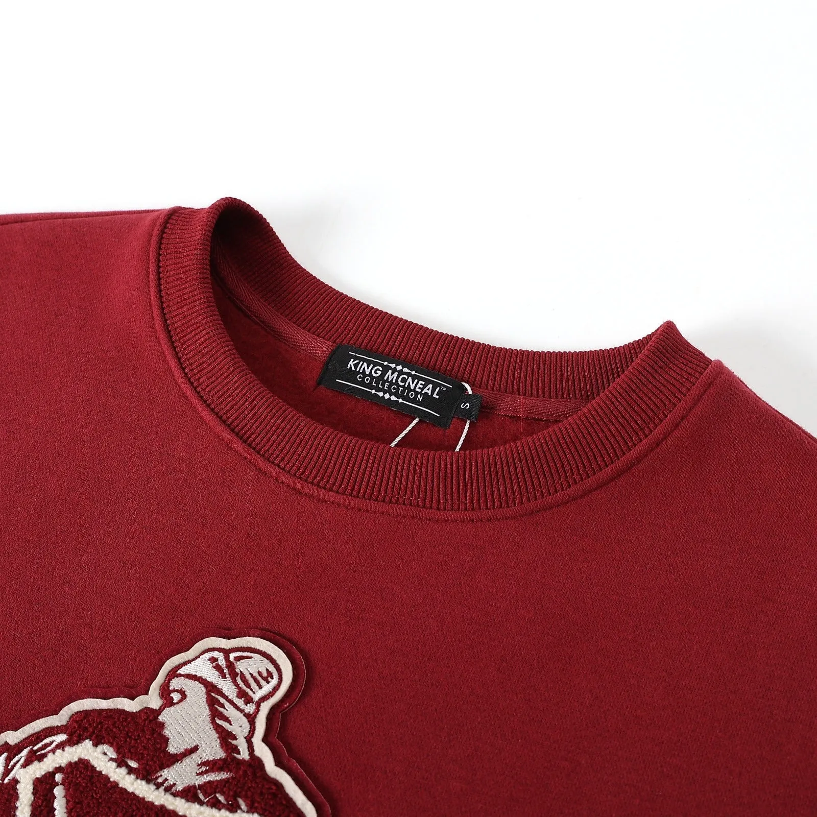 DST Crimson & Cream Crest Pocket Chenille Crewneck