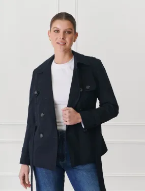 Ella Cropped Trench Coat Navy