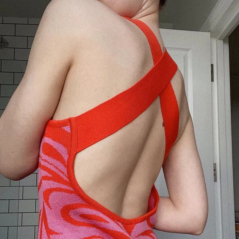 elveswallet Bandage Backless Knitted Dress