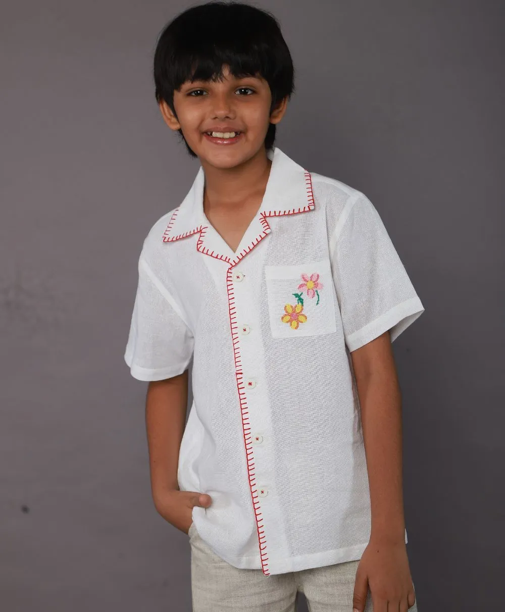 Embroidered Pocket Cotton Shirt