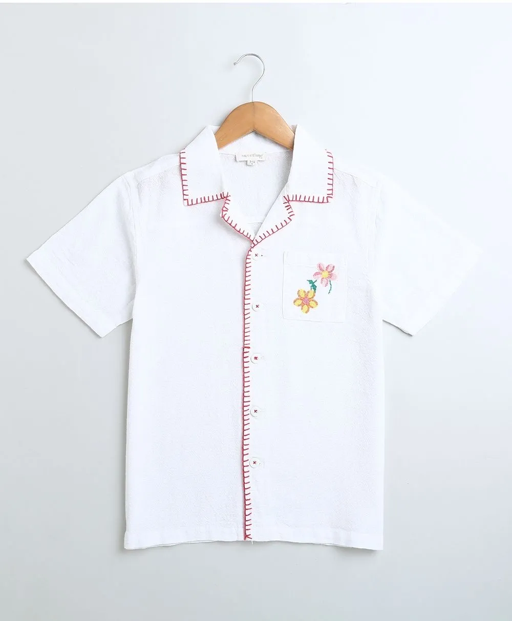 Embroidered Pocket Cotton Shirt