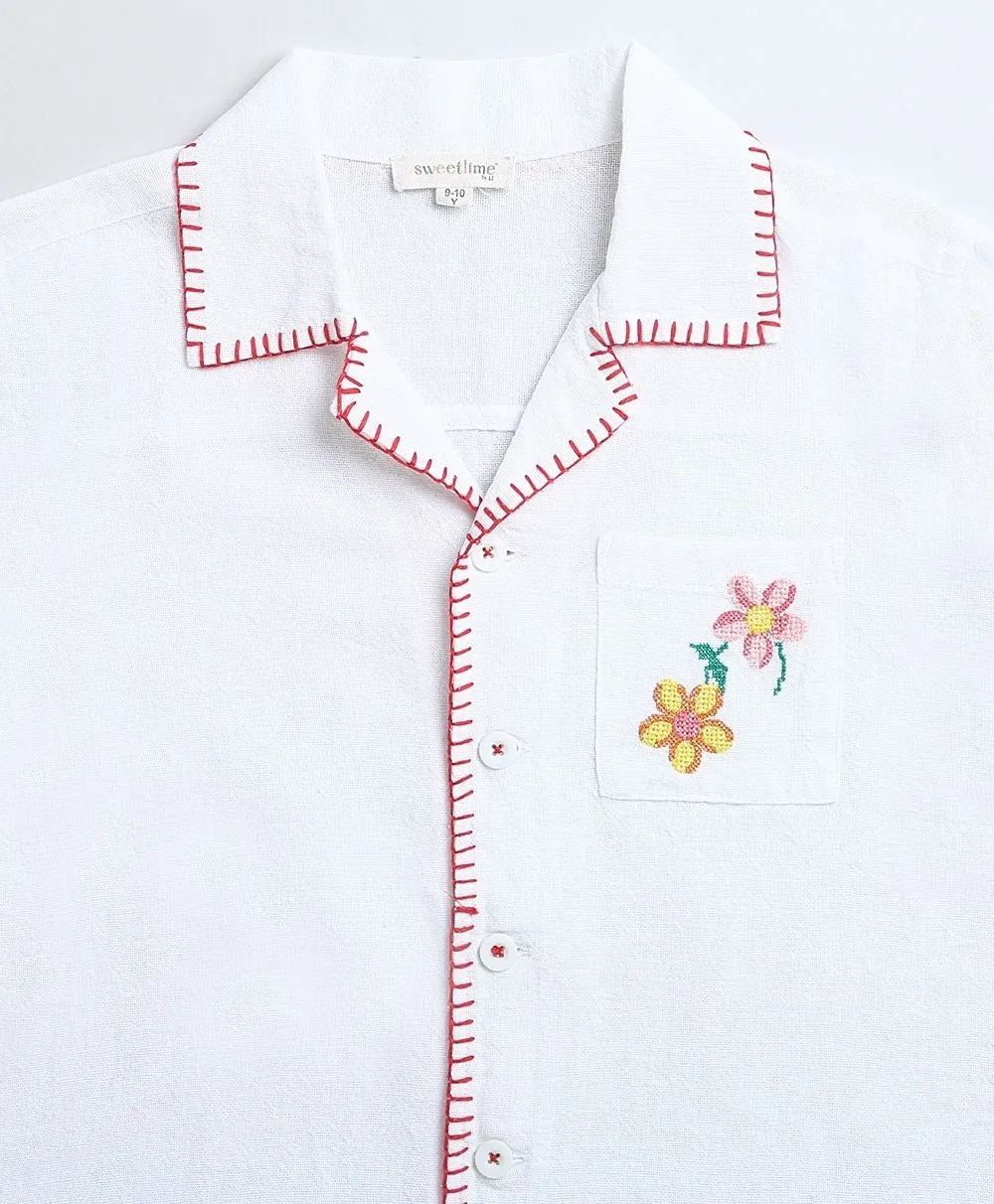 Embroidered Pocket Cotton Shirt