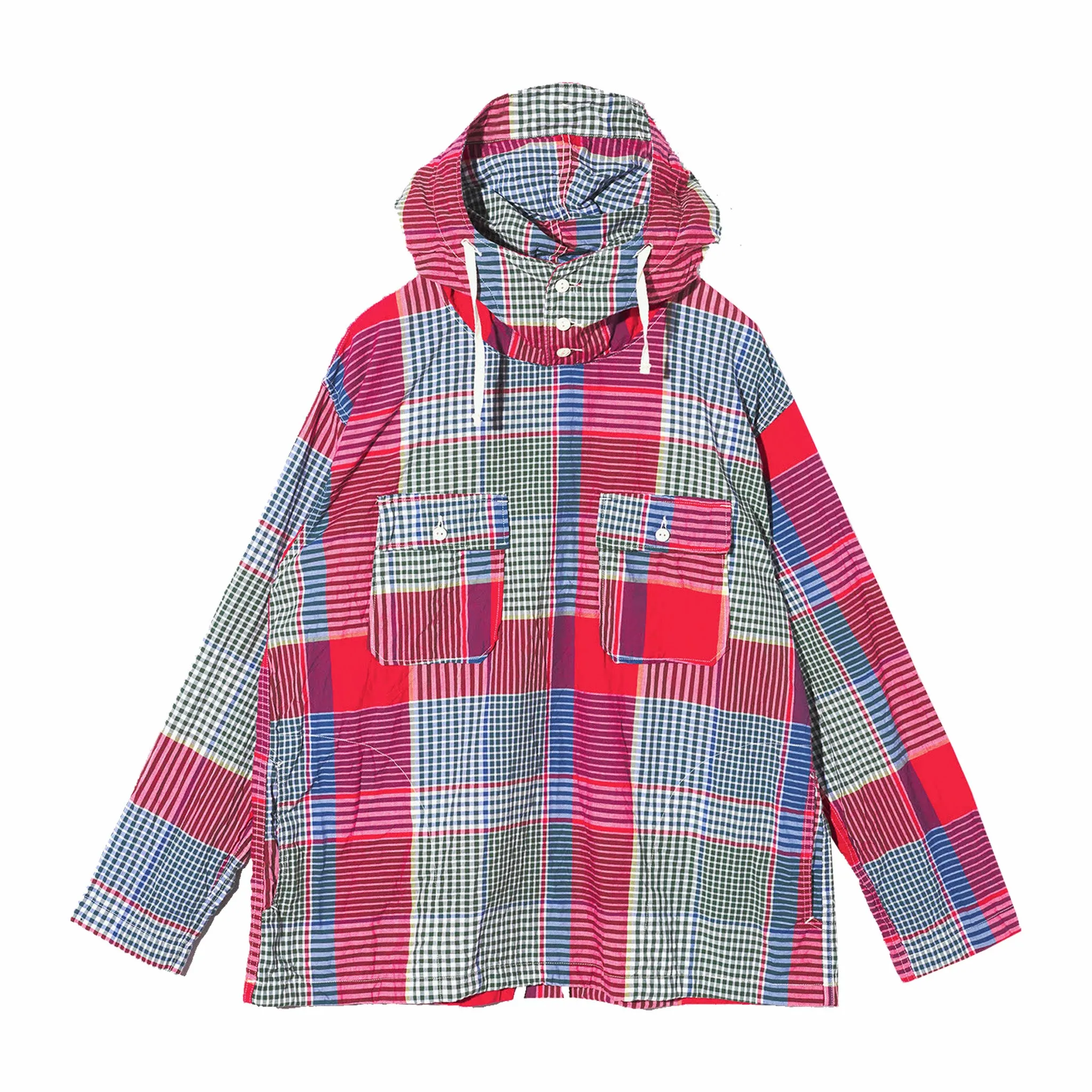 Engineered Garments Cotton Big Madras Plaid Cagoule Shirt (Red/Green)