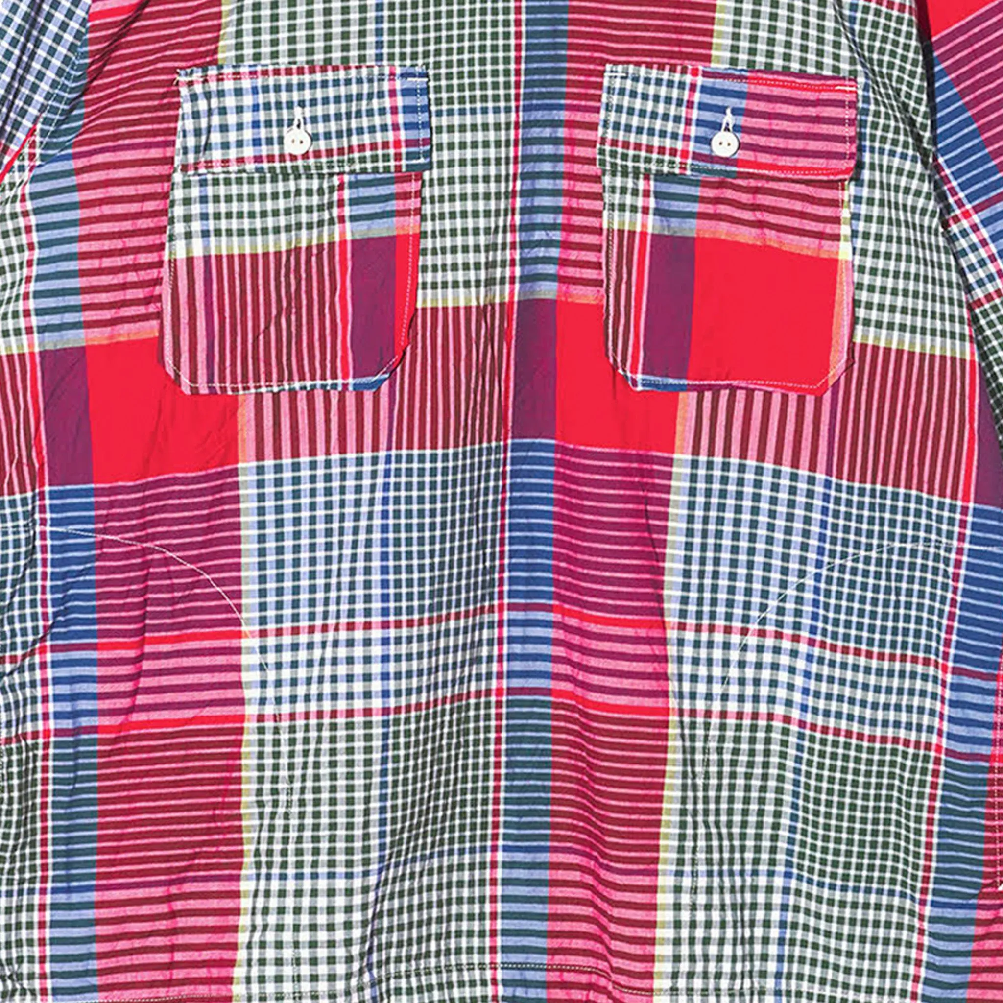Engineered Garments Cotton Big Madras Plaid Cagoule Shirt (Red/Green)
