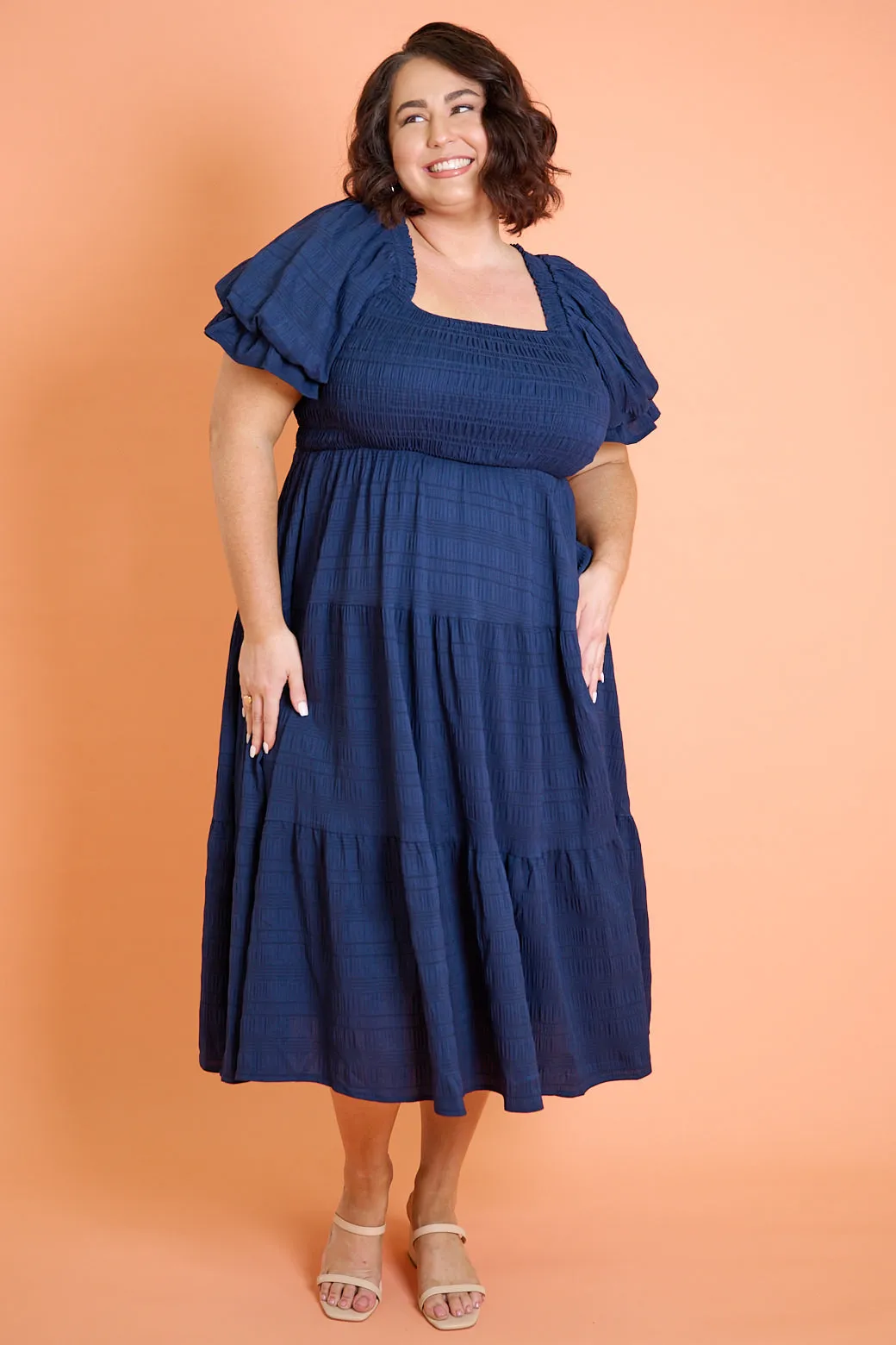Farrah Midi Dress Navy